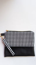 Load image into Gallery viewer, Cait Zippered Clutch- Black &amp; White Checked
