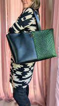 Camilla Tote- Black and Snakeskin