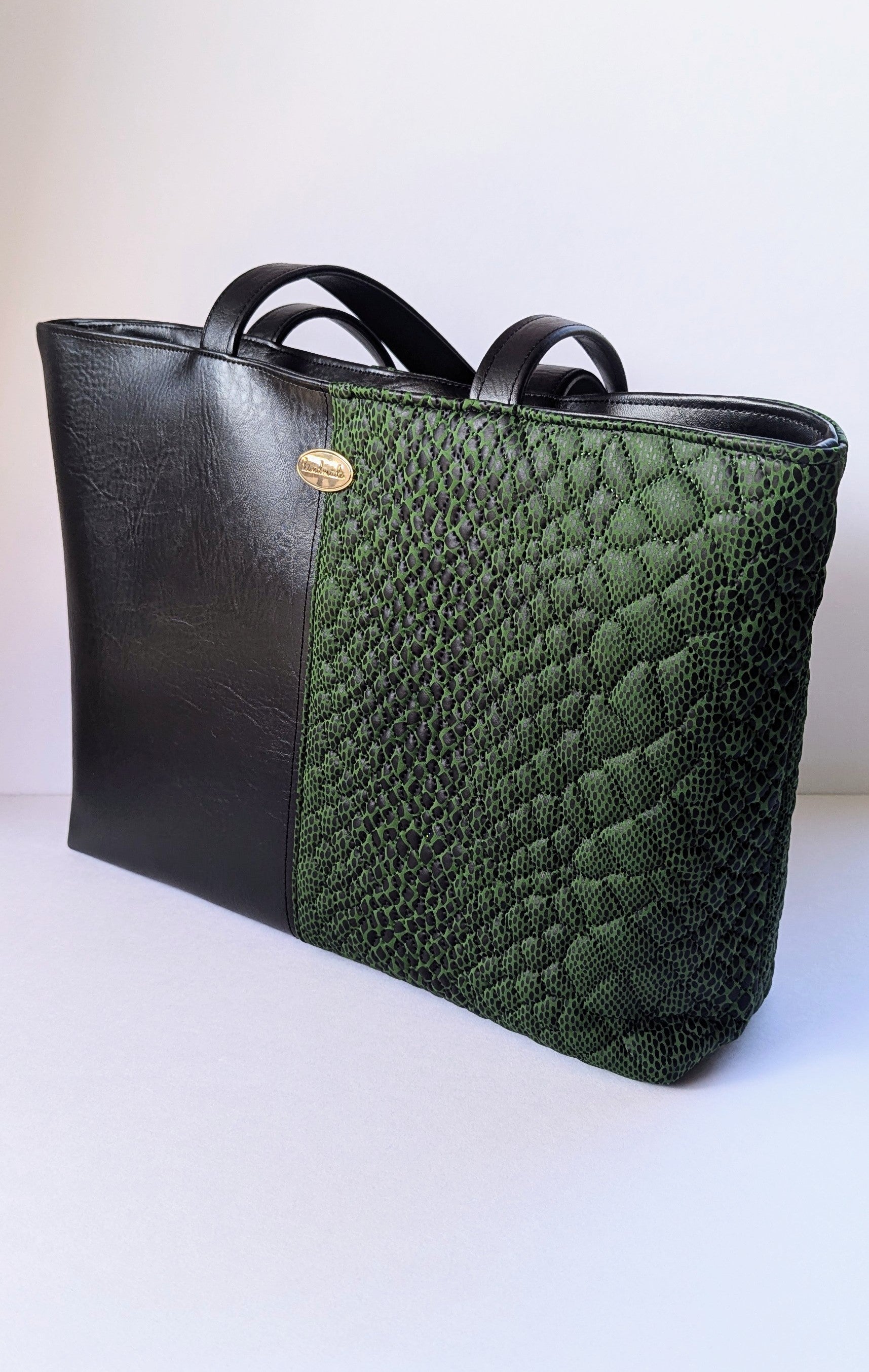 Camilla Tote- Black and Snakeskin