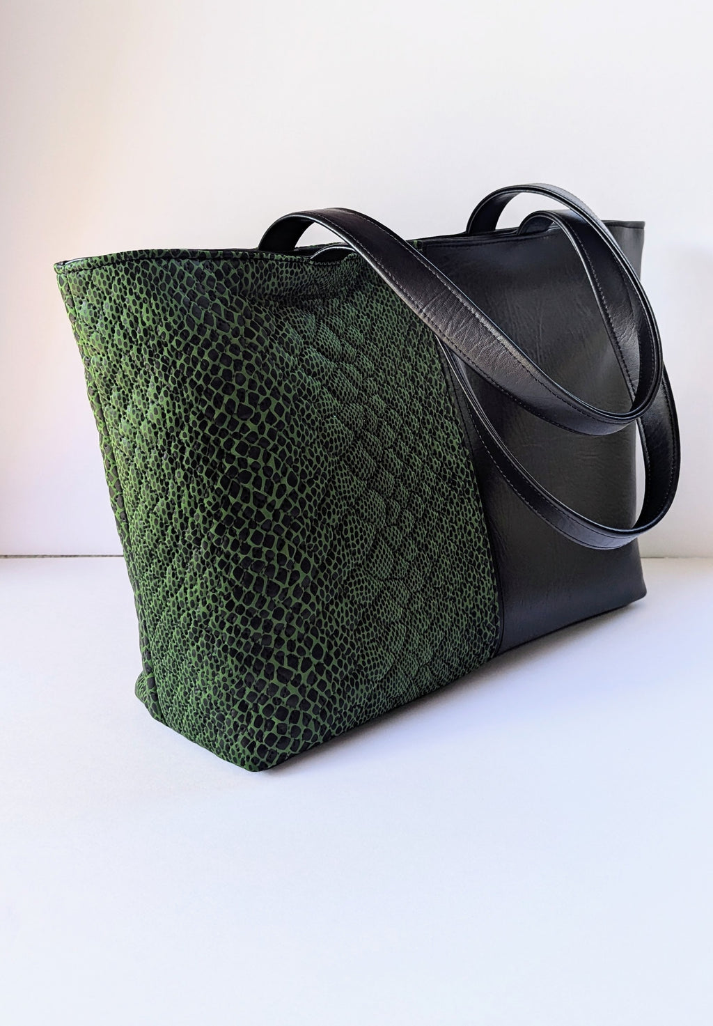 Camilla Tote- Black and Snakeskin
