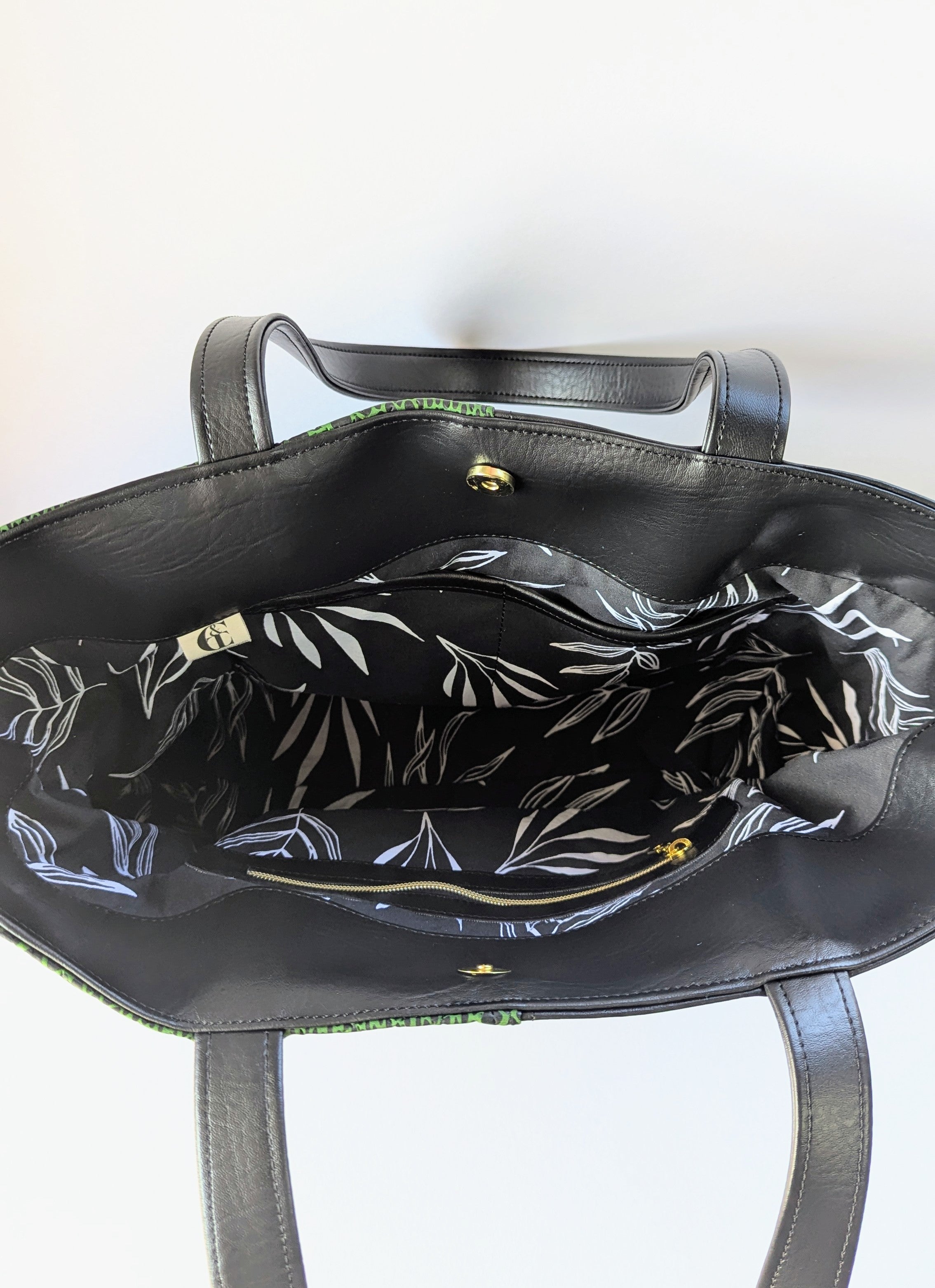 Camilla Tote- Black and Snakeskin