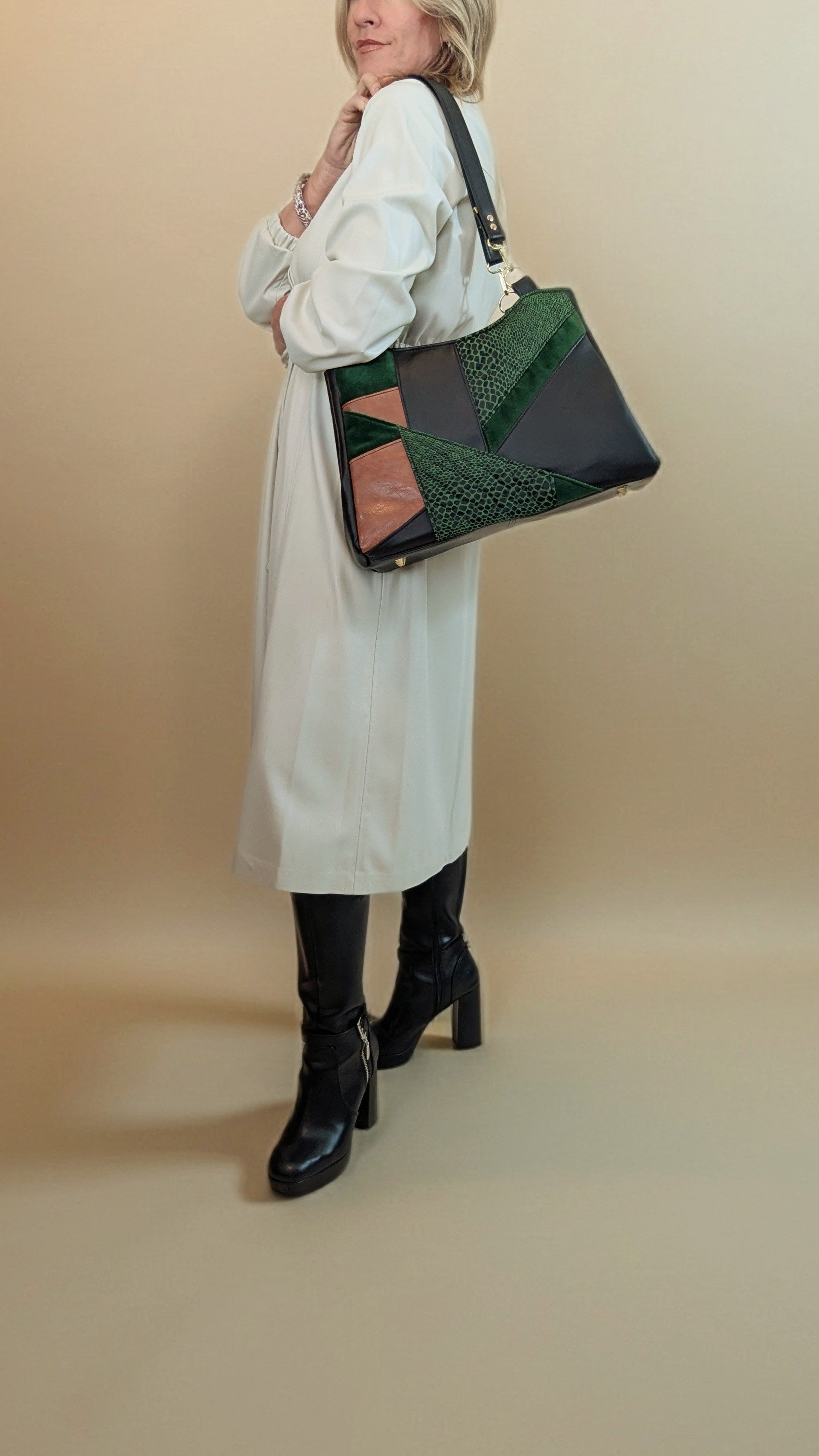 Callista Bag- Black, Brown, Green Snake Skin