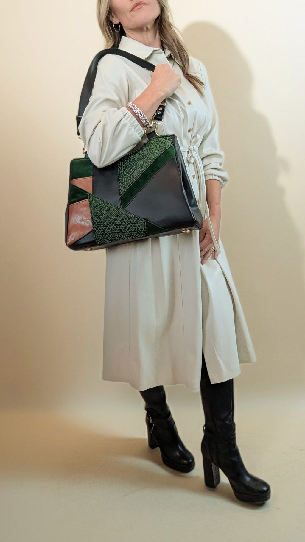 Callista Bag- Black, Brown, Green Snake Skin