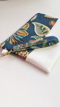 Load image into Gallery viewer, Cait Zippered Clutch- Blue Floral &amp; Whte

