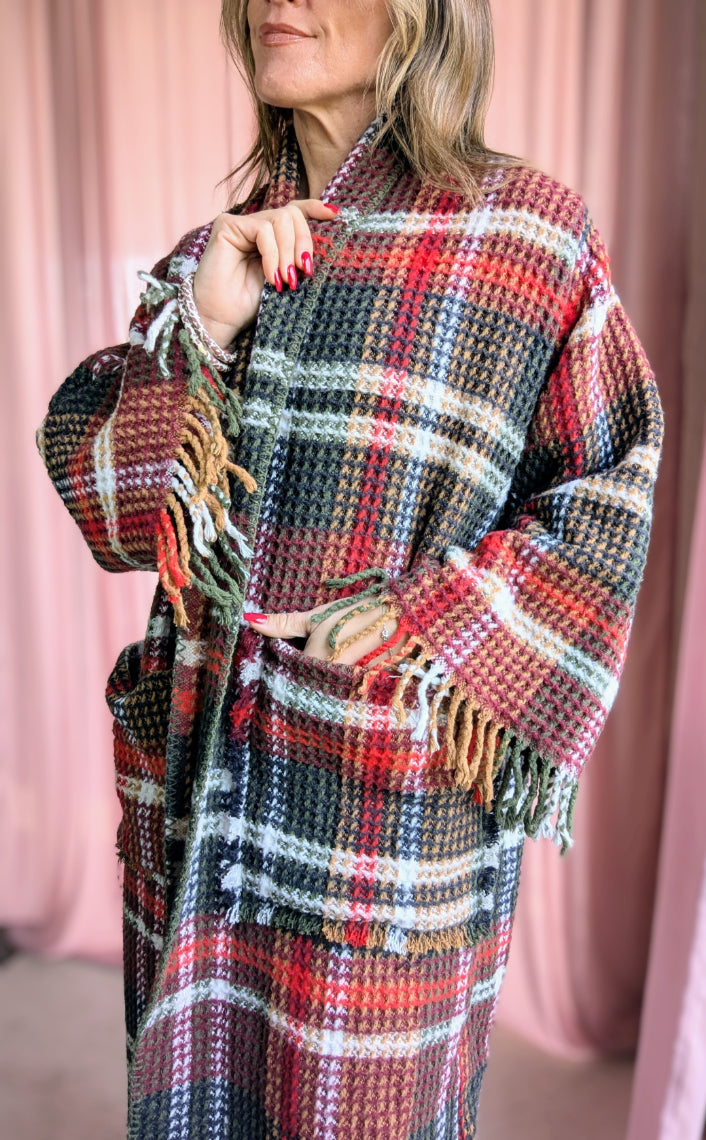 Blanket Cardigan- Plaid