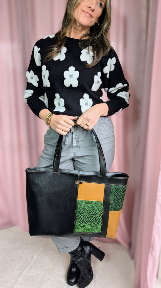 Camilla Tote- Snakeskin & Caramel