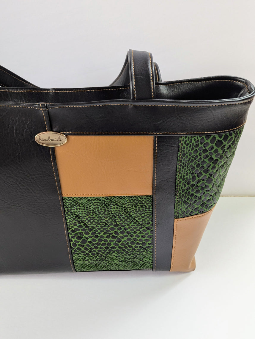 Camilla Tote- Snakeskin & Caramel