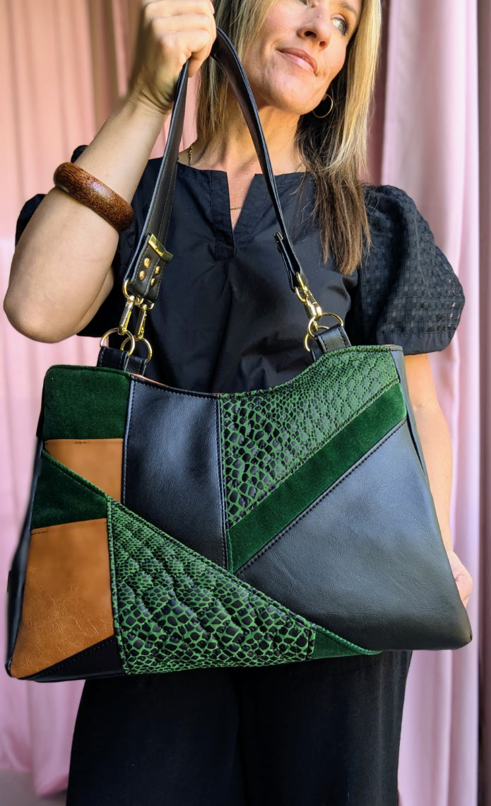 Callista Bag- Black, Brown, Green Snake Skin