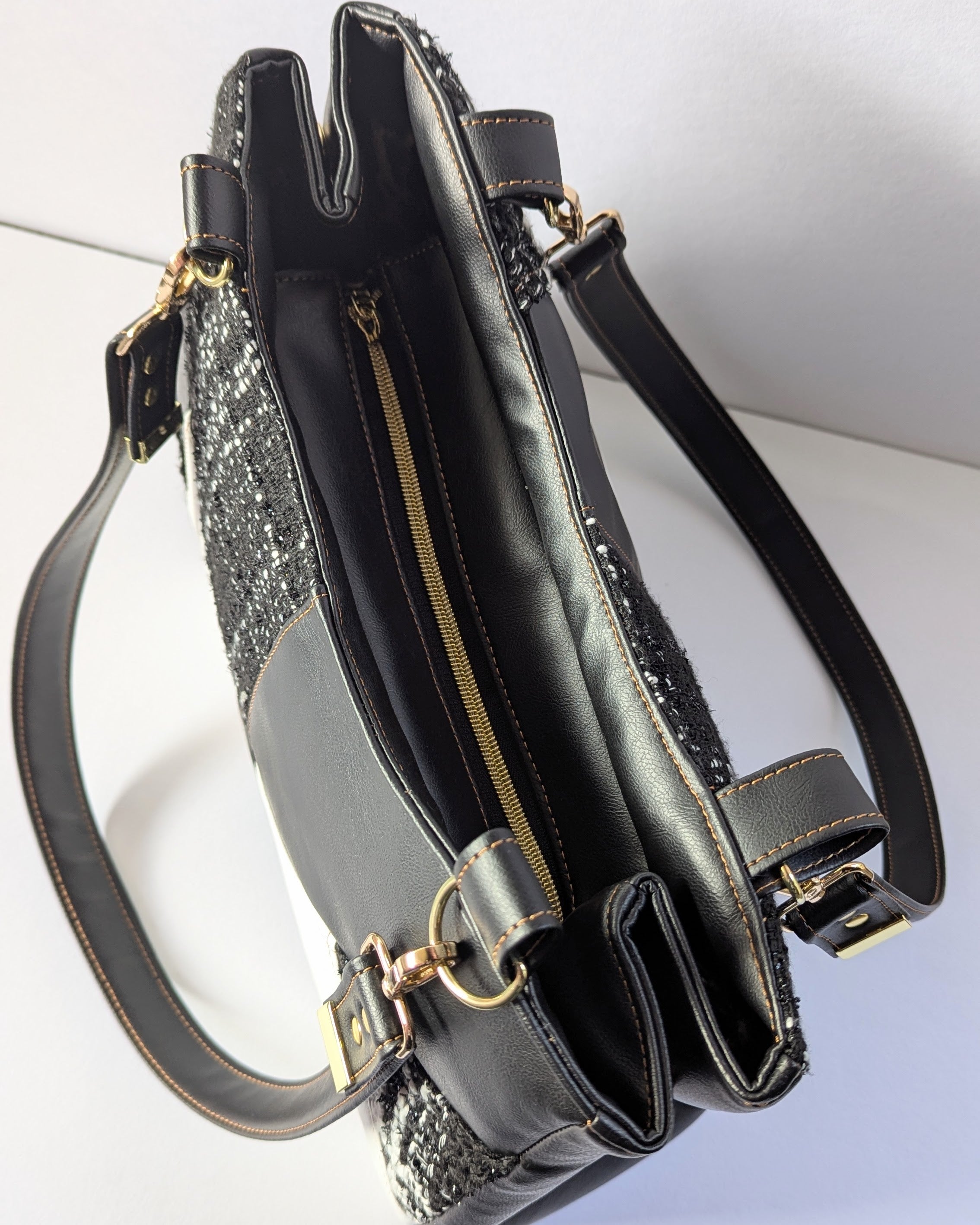 Callista Bag- Black, White & Tweed