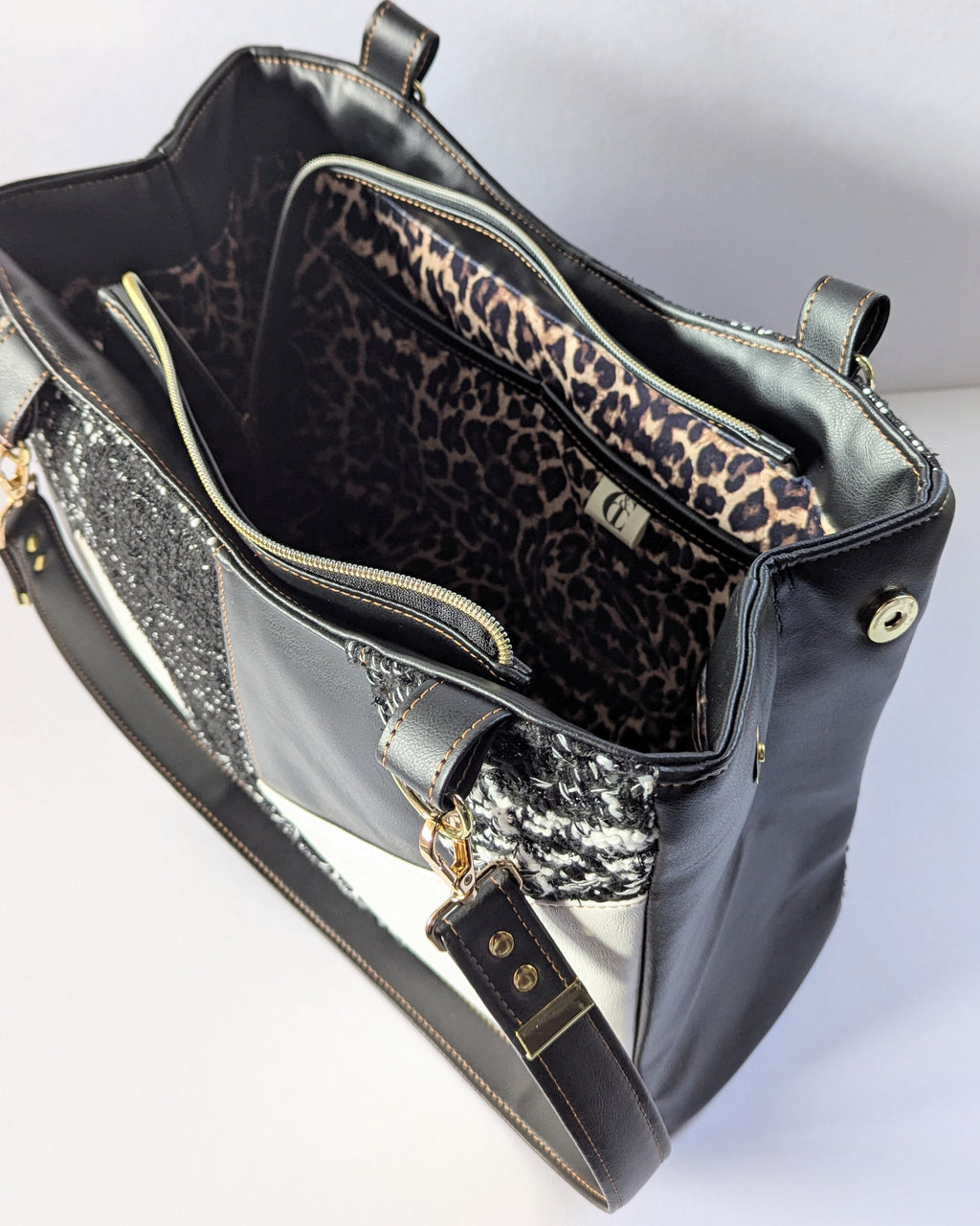 Callista Bag- Black, White & Tweed