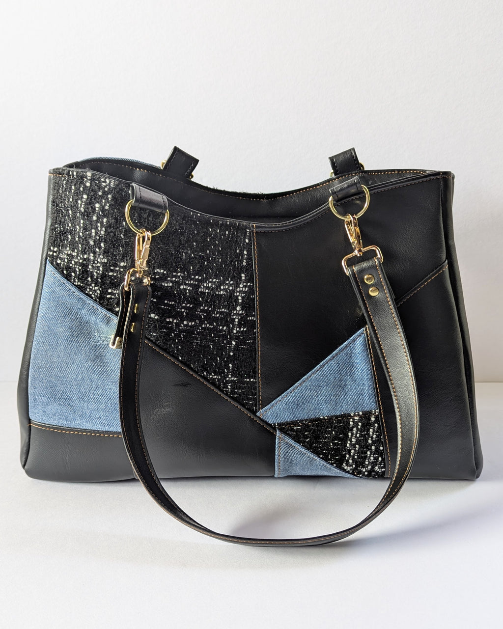Callista Bag- Black, Denim & Tweed