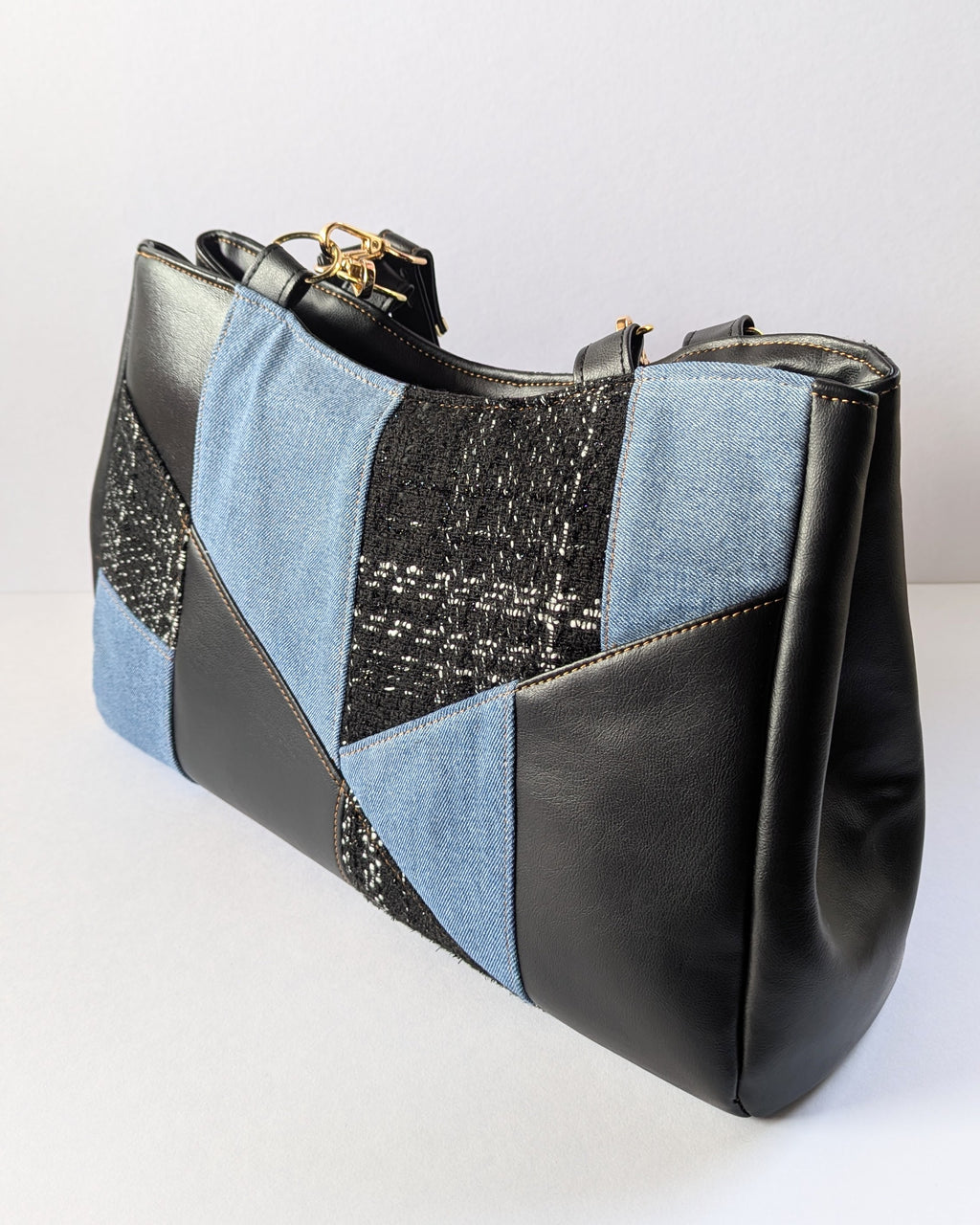 Callista Bag- Black, Denim & Tweed