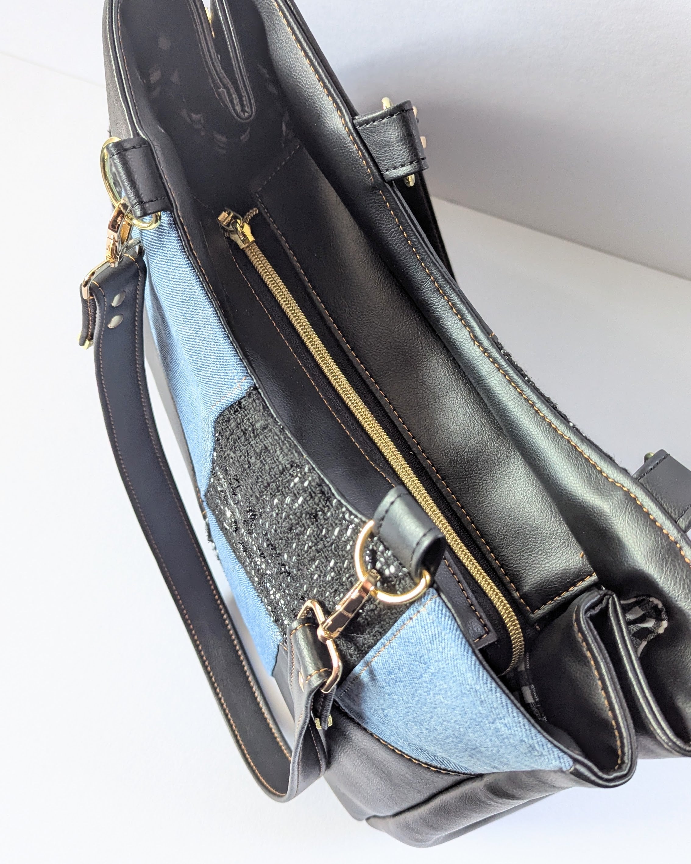 Callista Bag- Black, Denim & Tweed