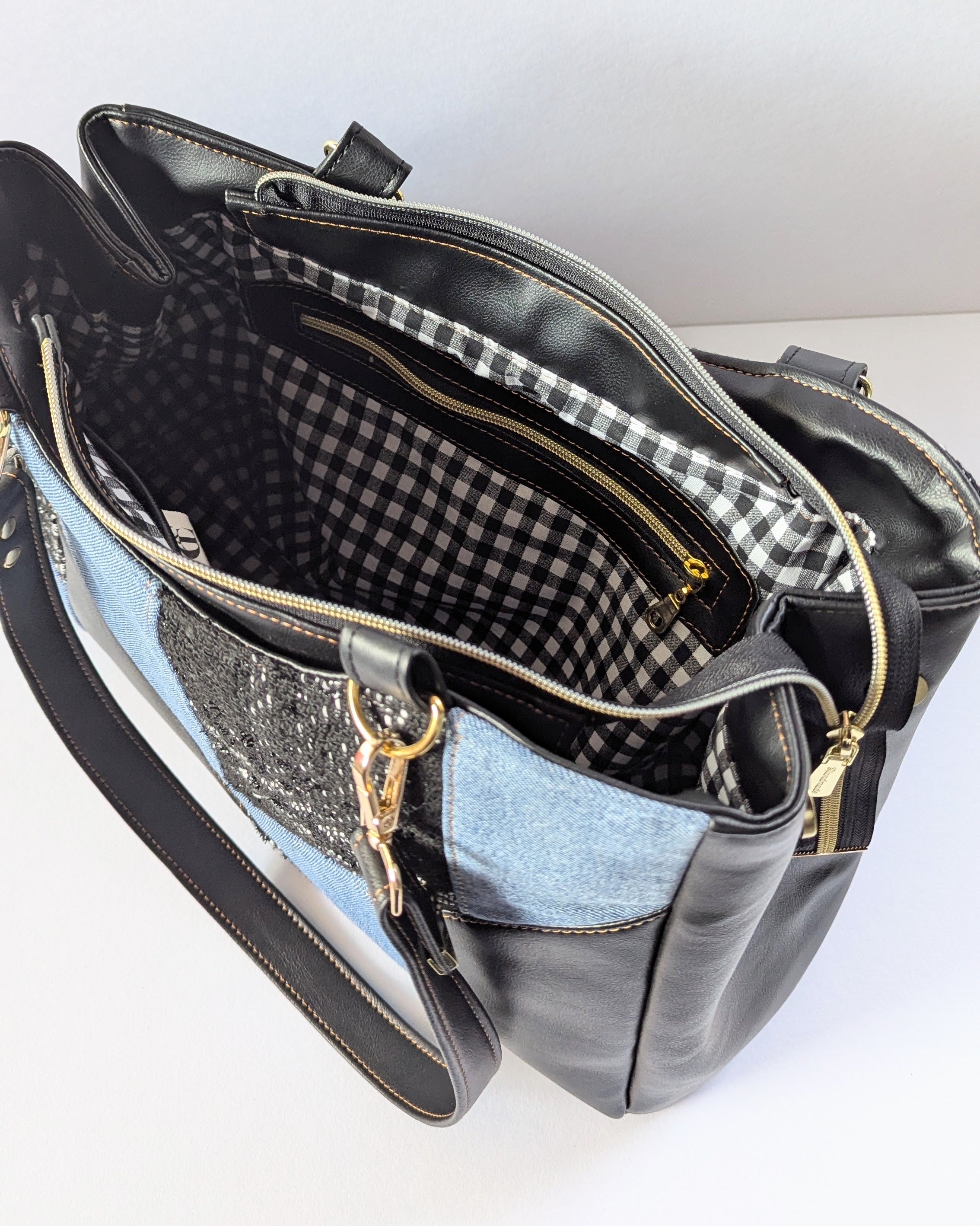 Callista Bag- Black, Denim & Tweed