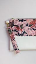 Load image into Gallery viewer, Cait Zippered Clutch- Floral &amp; White
