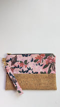 Cait Zippered Clutched- Floral & Cork