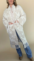 Blanket Cardigan- Birds & Fringe