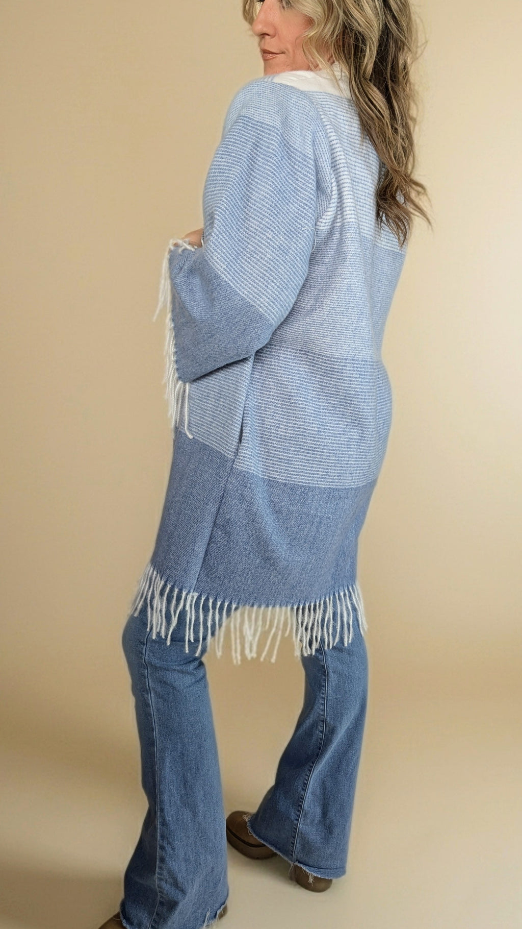 Blanket Cardigan- Blue Stripes