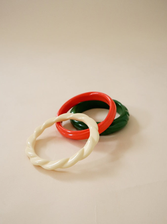 Cream, Green & Coral Bangle Collection