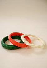 Load image into Gallery viewer, Cream, Green &amp; Coral Bangle Collection
