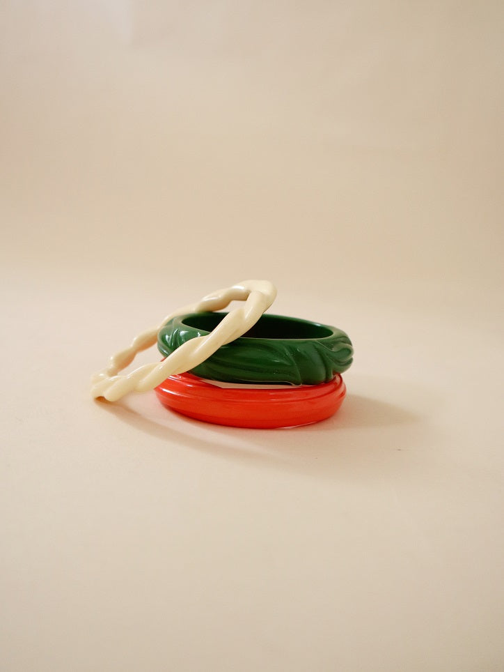 Cream, Green & Coral Bangle Collection