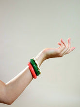 Load image into Gallery viewer, Cream, Green &amp; Coral Bangle Collection
