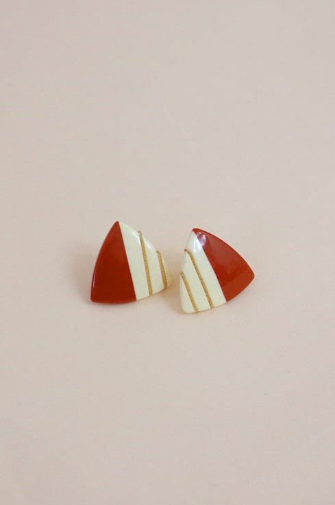 Rust & Cream Triangle Earrings