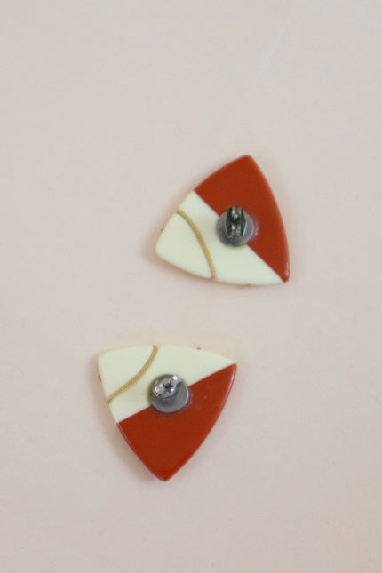 Rust & Cream Triangle Earrings