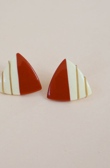 Rust & Cream Triangle Earrings