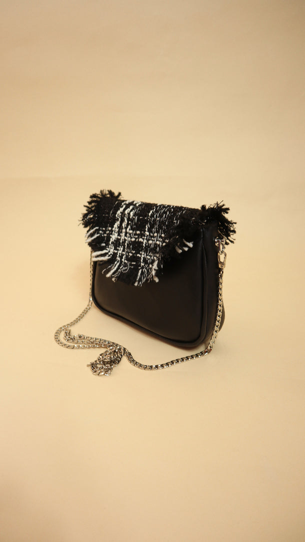 Cara Mini- Black and White Tweed