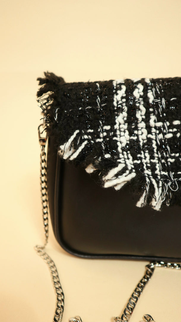 Cara Mini- Black and White Tweed