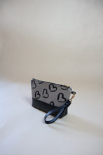 Load image into Gallery viewer, Cali Clutch- Grey Painted Hearts
