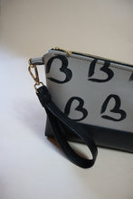 Load image into Gallery viewer, Cali Clutch- Grey Painted Hearts
