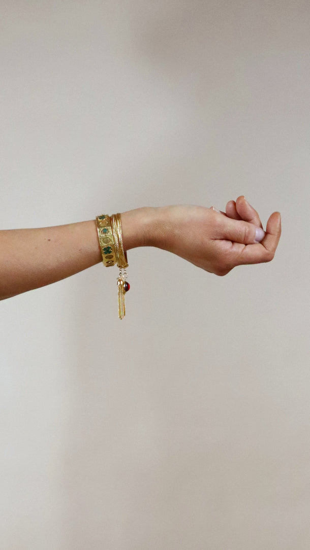 Gold & Green Shamrock Bracelet