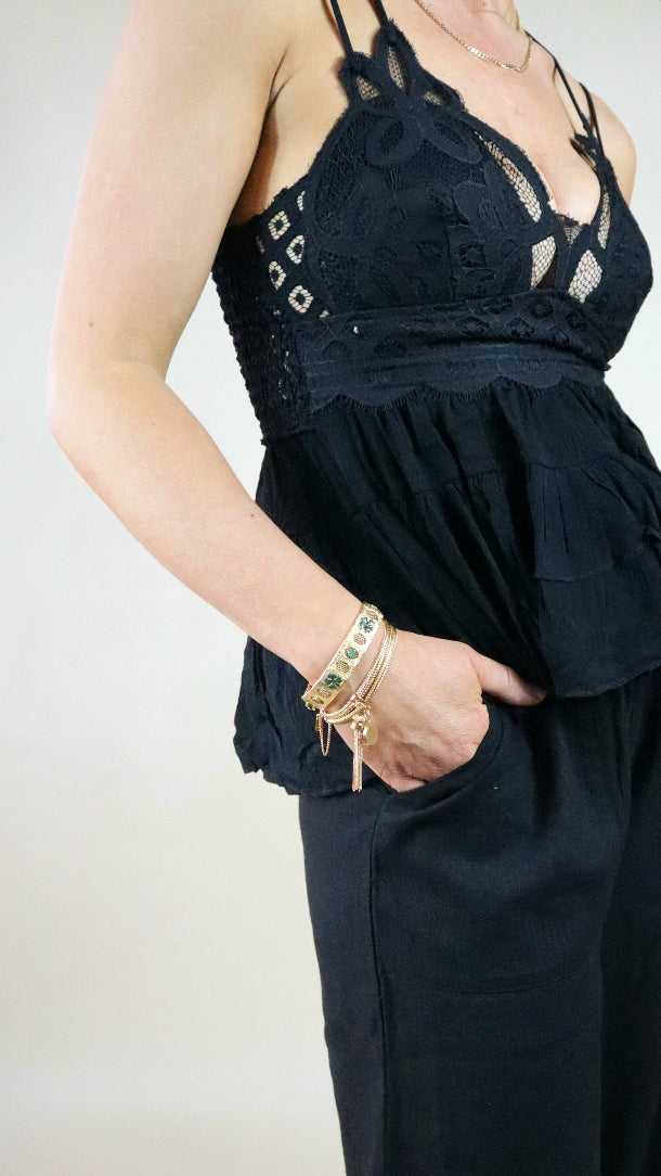 Gold Floral Charm Bracelet