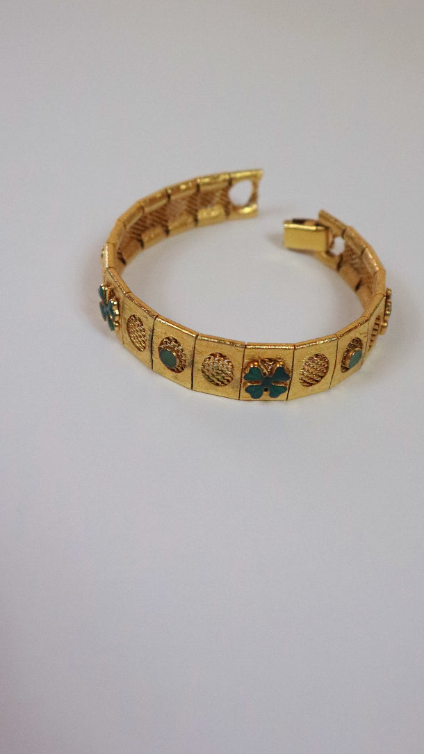 Gold & Green Shamrock Bracelet