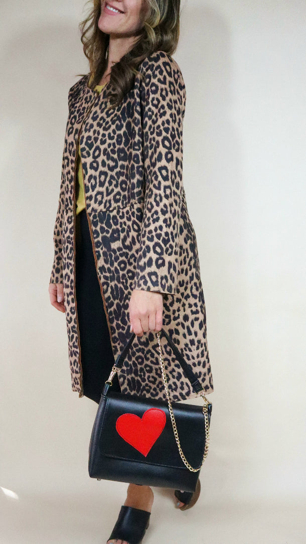 Charlotte Bag- Large Black w/red Hearts