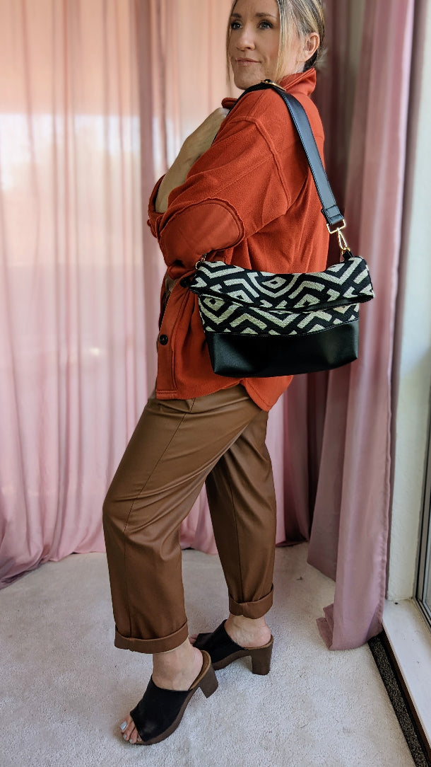 Cecile Bag- Tan & Black Woven
